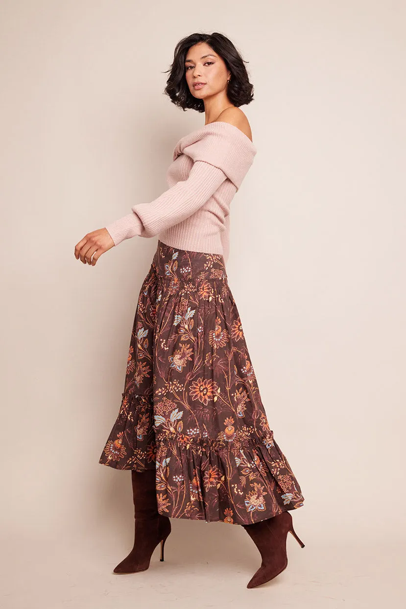 Tisbury Maxi Skirt in Brown Vint Blossom