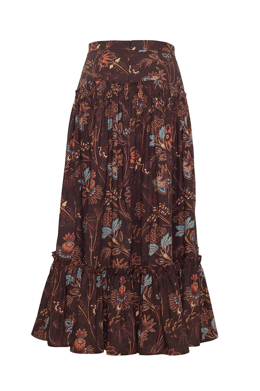 Tisbury Maxi Skirt in Brown Vint Blossom