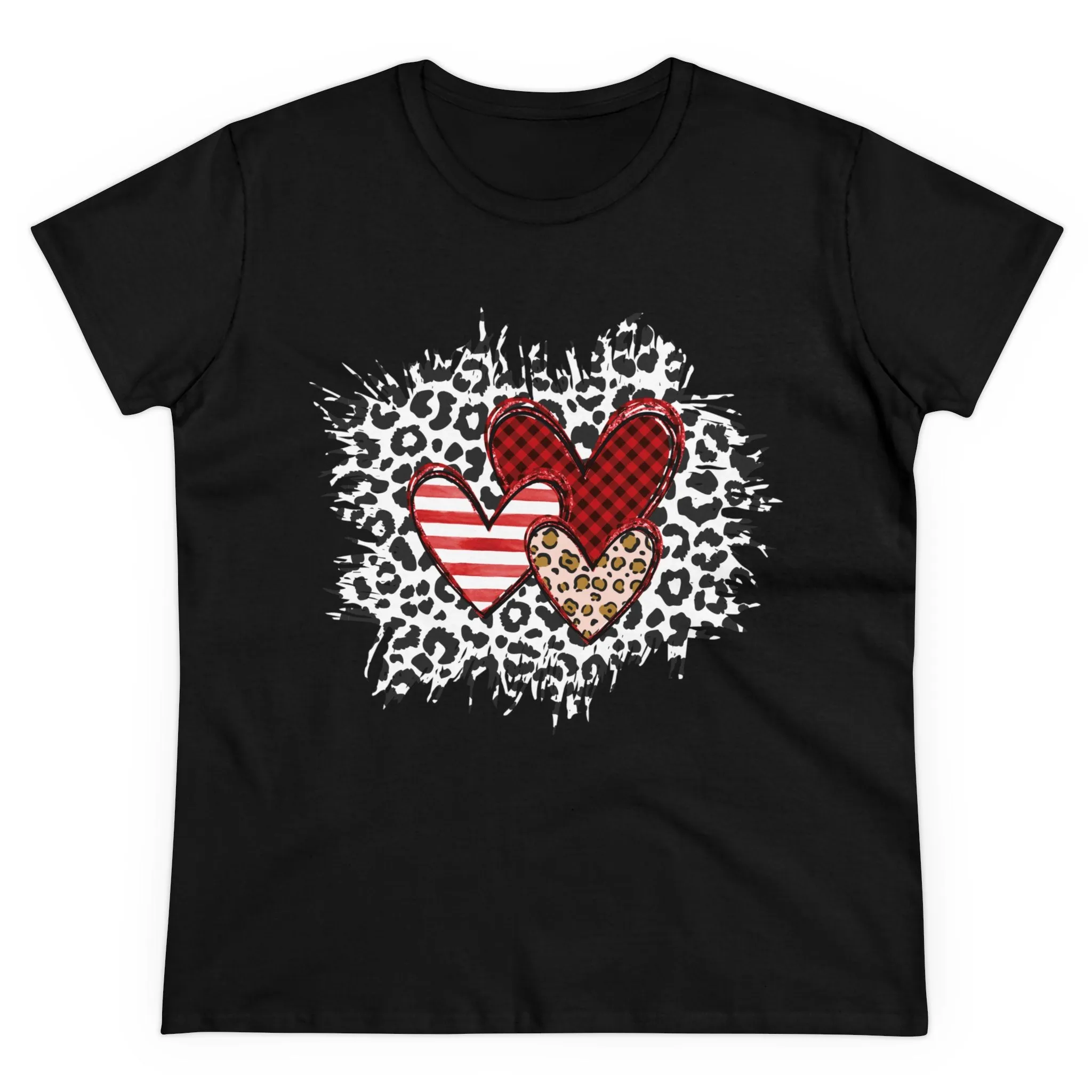 Triple Heart Women's T-shirt only at Bling & Bloom's Boutique | Cheetah Print Tee | Valentine's Day T-shirt | Love Tees