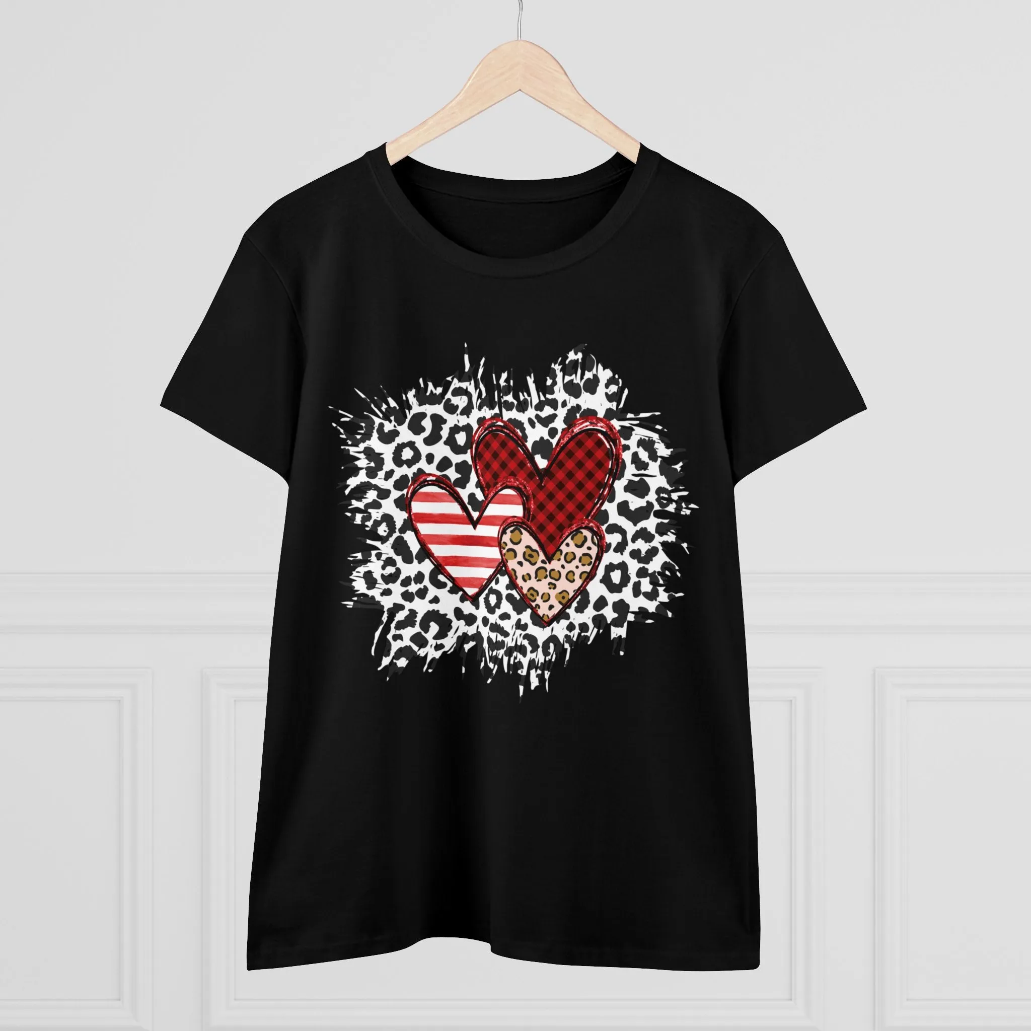 Triple Heart Women's T-shirt only at Bling & Bloom's Boutique | Cheetah Print Tee | Valentine's Day T-shirt | Love Tees