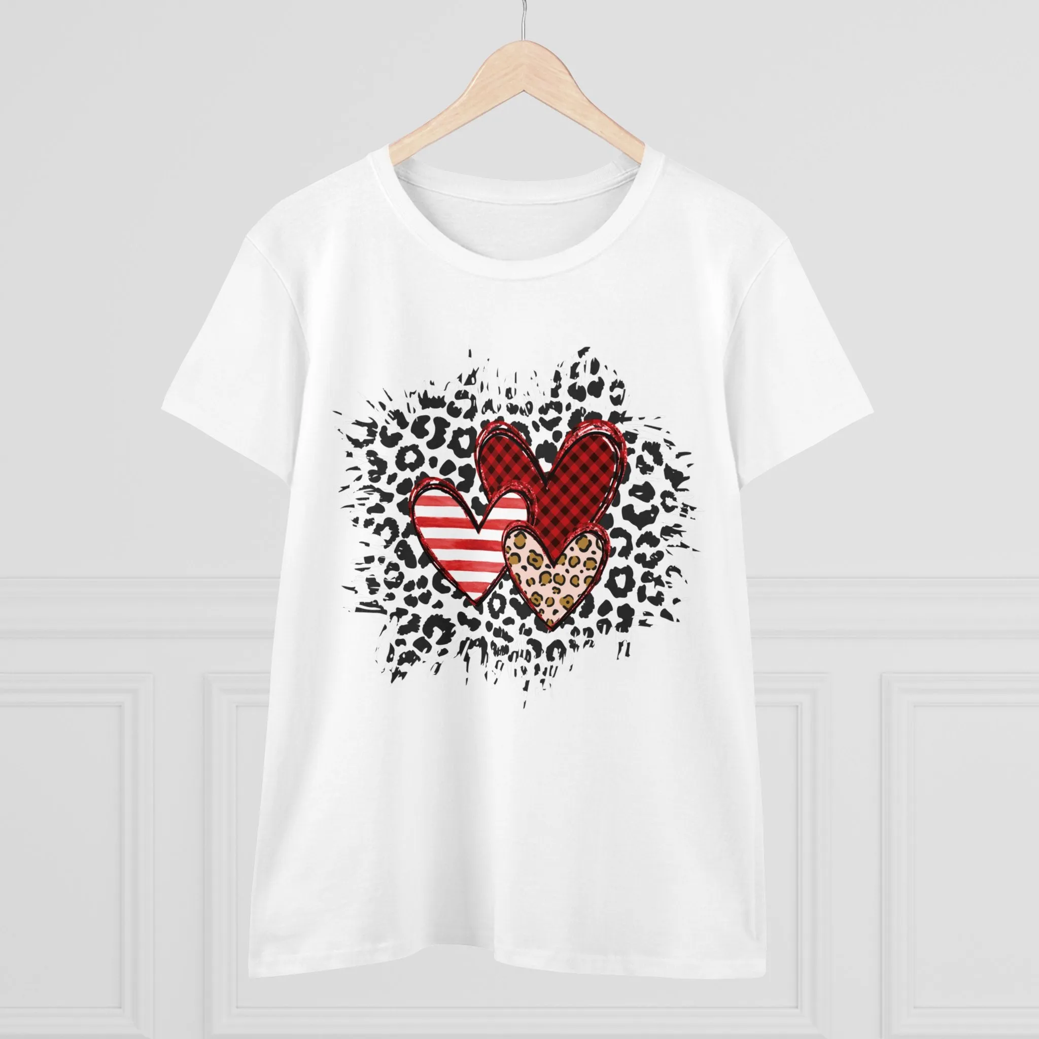 Triple Heart Women's T-shirt only at Bling & Bloom's Boutique | Cheetah Print Tee | Valentine's Day T-shirt | Love Tees