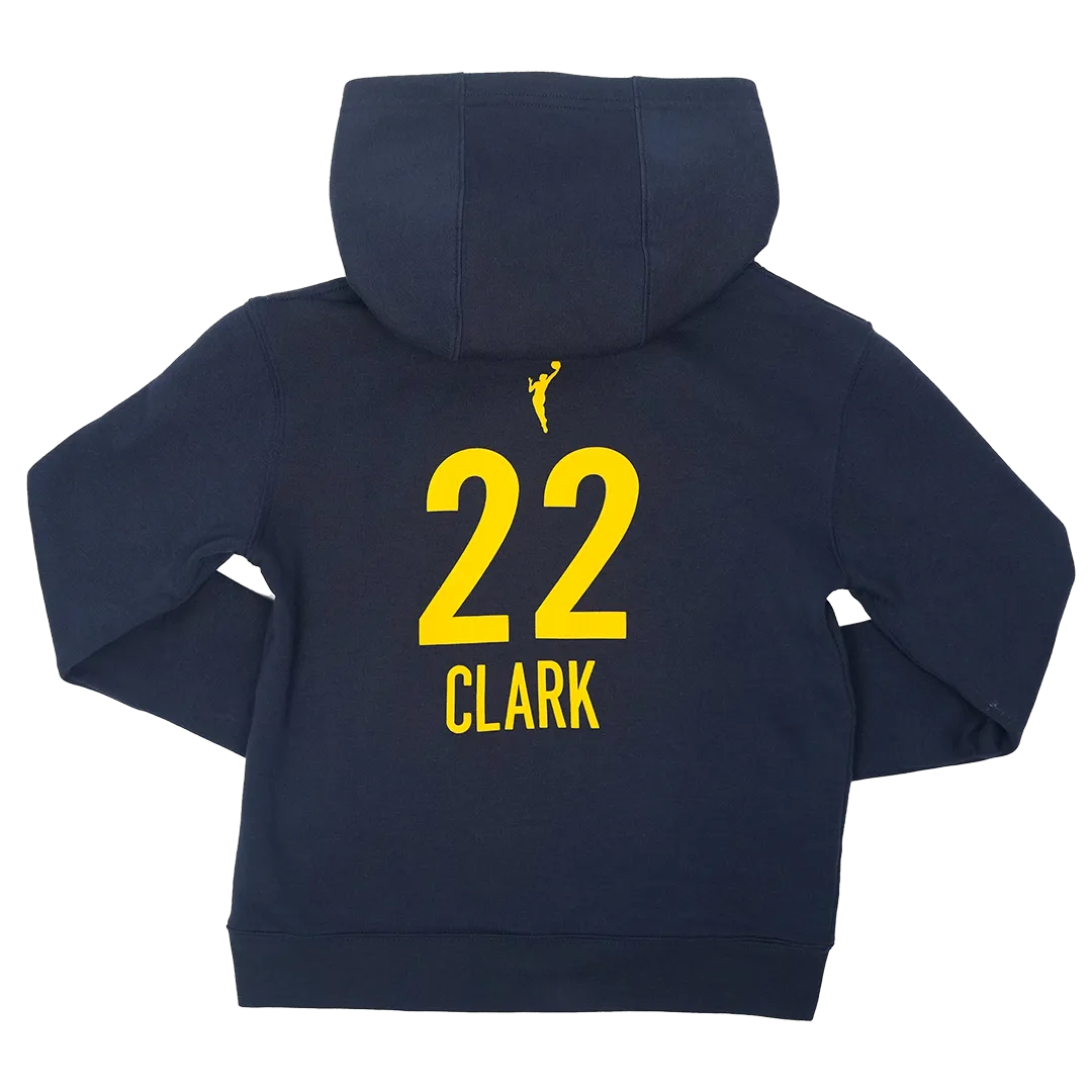 Youth Indiana Fever Caitlin Clark #22 Explorer Name and Number Hooded Sweatshirt in Navy by Nike